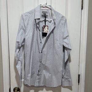 Ted Baker White and Gray Geometric Shirt